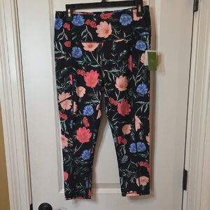 Kate Spade Black Leggings with Floral Design
